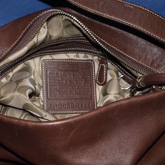 Coach Brown Leather Shoulder Bag Signature Canvas Interior  Vintage - Picture 11 of 15